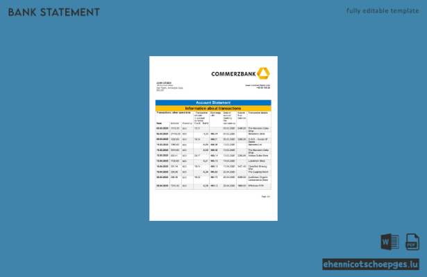Belize Commerzbank Kontoauszug – Beispielvorschau